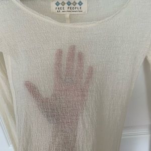 Cream colored, Long sleeve, sheer Free People top